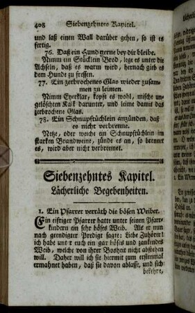 Siebenzehntes Kapitel. Lächerliche Begebenheiten.