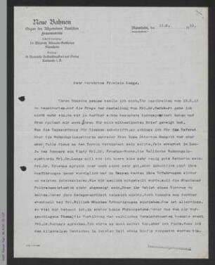 Brief von Elisabeth Altmann-Gottheiner an Helene Lange