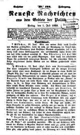 Neueste Nachrichten aus dem Gebiete der Politik. 1853 = Jg. 6, 7 - 9