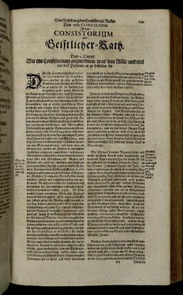 Das erste Concilium Ist das Consistorium oder Geistlicher-Rath.