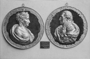 König Friedrich August I. (der Gerechte) und Gemahlin Amalia zur Erinnerung an das 50-jährige Regierungsjubiläum und die Goldene Hochzeit