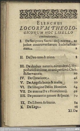 Elenchus Locorum Theologicorum Hoc Libello contentorum