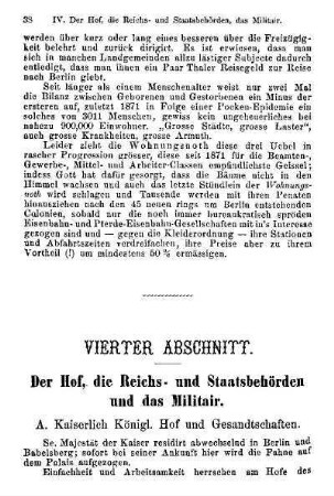 Vierter Abschnitt. Der Hof, die Reichs- und Staatsbehörden und das Militair
