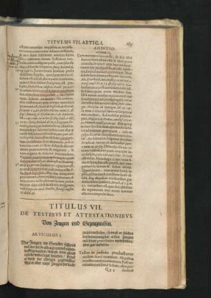 Titulus VII. De Testibus Et Attestationibus. Von Zeugen und Gezeugnussen.