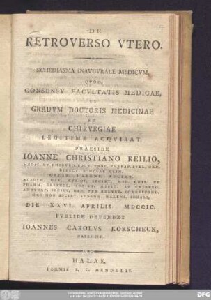 De Retroverso Vtero : Schediasma Inavgvrale Medicvm