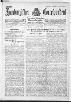 Hamburgischer Correspondent und Hamburgische Börsen-Halle : ältestes Hamburger Handels- u. Börsenbl. ; bedeutendste u. größte Schiffahrts-Zeitung Deutschlands, Morgenausgabe