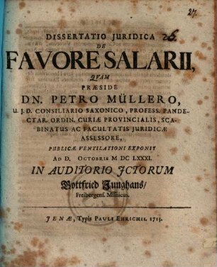 Diss. iur. de favore salarii