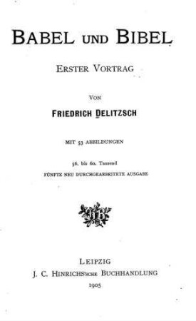 Erster Vortrag / von Friedrich Delitzsch