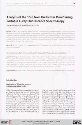 Analysis of the "Girl from the Uchter Moor" using portable x-ray fluorescence spectroscopy