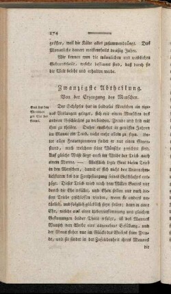 Zwanzigste Abtheilung. Von der Erzeugung des Menschen.