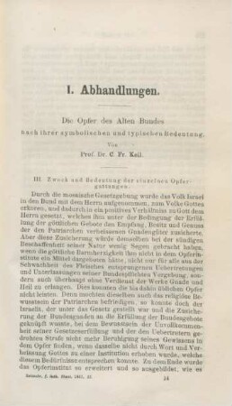 209-251 Die Opfer des Alten Bundes nach ihrer symbolischen und typischen Bedeutung : III.