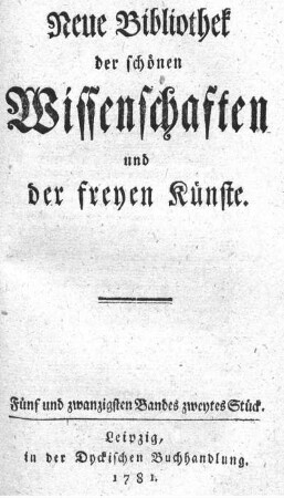 Fünf und zwanzigsten Bandes zweytes Stück