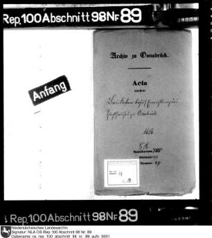 Baukosten für Einrichtung des Zuchthauses zu Osnabrück
