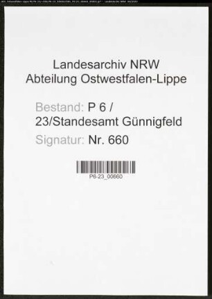 Sterberegister Standesamt Wattenscheid-Günnigfeld