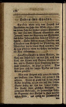 Leben des Epikur.