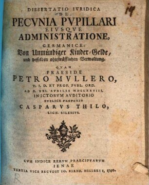 Diss. ... de pecunia pupillari