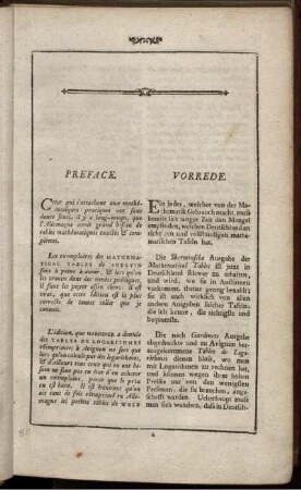 Préface - Vorrede. Introduction - Kurze Einleitung zum ersten und zweyten Bande.
