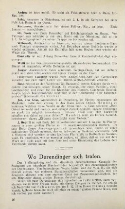 16 Wo Derendinger sich trafen.