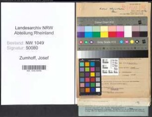 Entnazifizierung Josef Zumhoff , geb. 10.01.1910 (Verwaltungsangestellter)