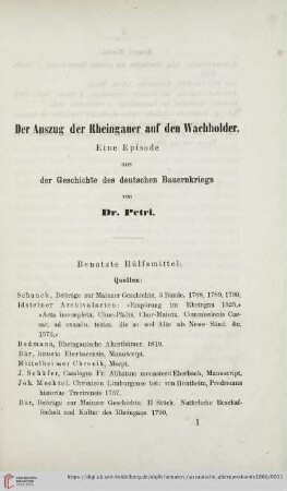 8: Der Auszug der Rheingauer auf den Wachholder : eine Episode aus der Geschichte des deutschen Bauernkriegs