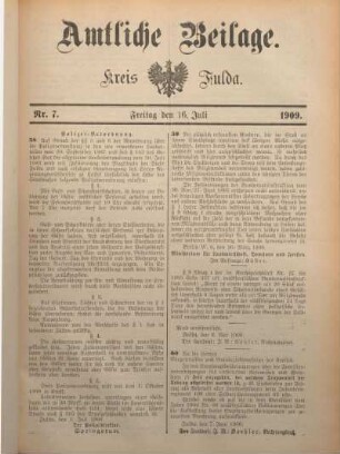7: Beilage vom Freitag, 16. Juli 1909