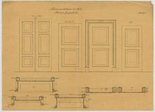 Thiersch, Friedrich von; München, Georgenstr. 16; Haus Thiersch - Türen 1. OG (Grundrisse, Ansichten, Schnitte)