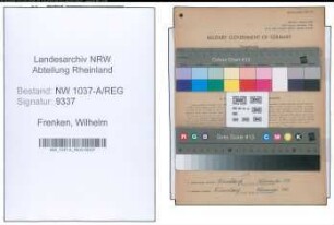 Entnazifizierung Wilhelm Frenken , geb. 10.10.1876 (Steuerinspektor)