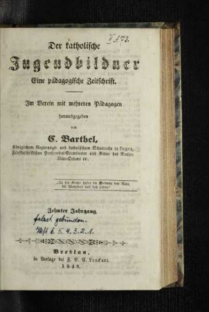 10: Der katholische Jugendbildner - 10.1848