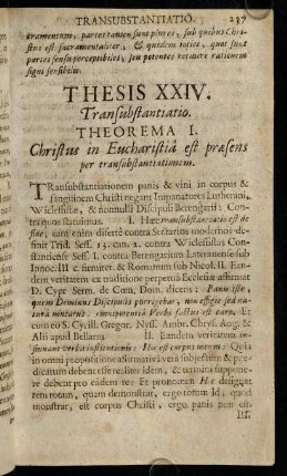 237-246, Thesis XXIV. Transubstantiatio.