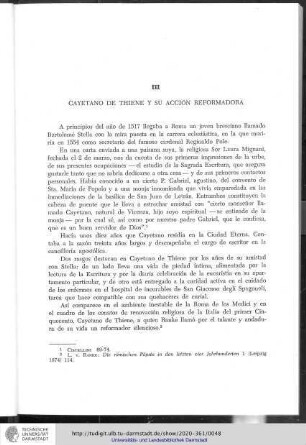 III. Cayetano de Thiene y su acción reformadora