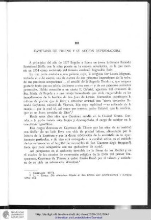 III. Cayetano de Thiene y su acción reformadora