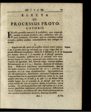 Electa III. Processus Provocatorii.
