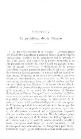 Chapitre V. - Le problème de la nature