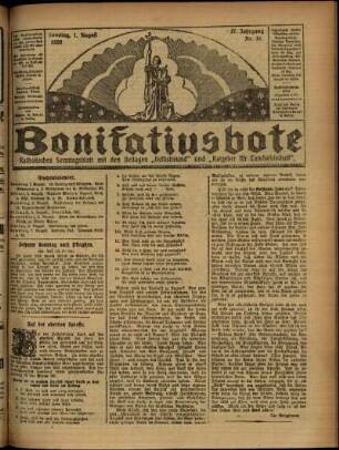 Erste Ausgabe vom Sonntag, den 01. August 1920.