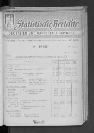 Erzeuger- und Großhandelspreise in Hamburg im Januar 1957 : Lfd. Nr. 4