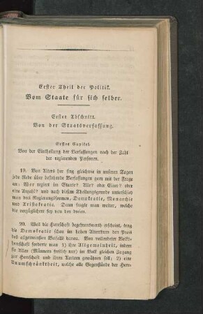 Erster Abschnitt. Von der Staatsverfassung