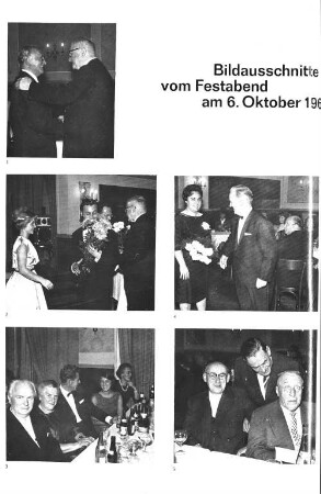 Bildausschnitte vom Festabend am 6. Oktober 1962