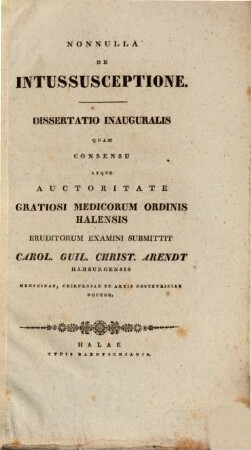 Nonnulla de intussusceptione : diss. inaug.