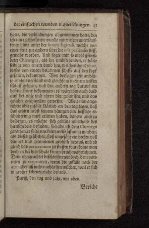 Der 1. Artickel. Von denen kennzeichen der einfachen wunden, und quetschungen, welche in denen äusserlichen theilen des hauptes vorfallen, und was dabey zu vermuthen.