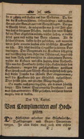 Das VII. Capitel. Von Complimenten auf Hochzeiten