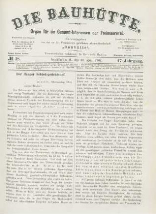 No. 18. Frankfurt a. M., den 30. April 1904. 47. Jahrgang.
