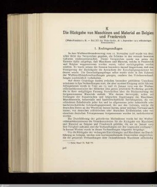 K. Die Rückgabe von Maschinen und Material an Belgien und Frankreich