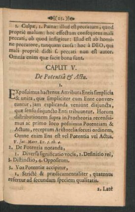 Caput V. De Potentia & Actu.