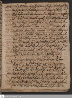 Tagebuch von Heinrich Melchior Mühlenberg.