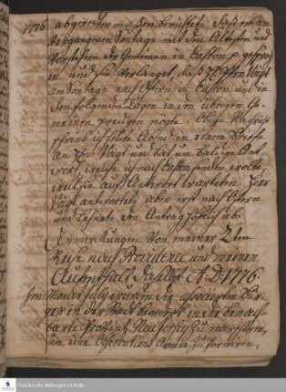 Tagebuch von Heinrich Melchior Mühlenberg.