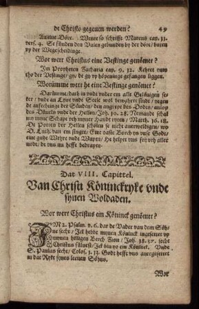 Dat VIII. Capittel. Van Christi Köninckryke unde synen Woldaden.