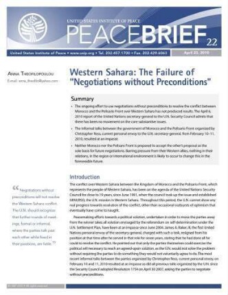Western Sahara : the failure of "negotiations without preconditions"