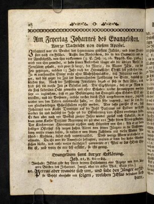 28-36, Am Feyertag Johannes des Evangelisten