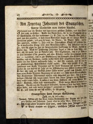 28-36, Am Feyertag Johannes des Evangelisten