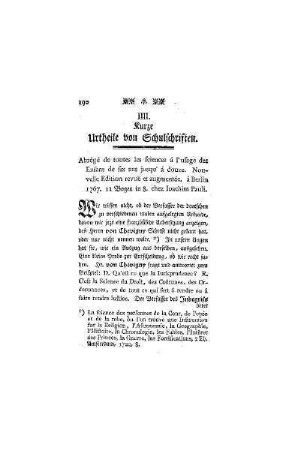 Kurze Urtheile von Schulschriften